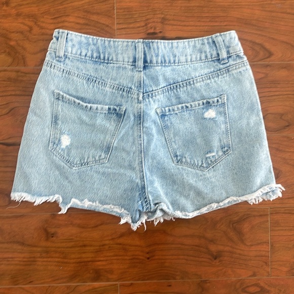 Banjara High Waisted Rhinestone Light Wash Distressed Jean Shorts - Picture 4 of 4